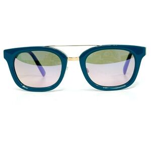Warby Parker Teal Sunglasses with Gold Double Bridge +Case